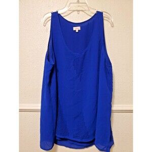 Pixley Royal Blue Sleeveless Blouse Tank Style Lined Womens Size XL Triangles
